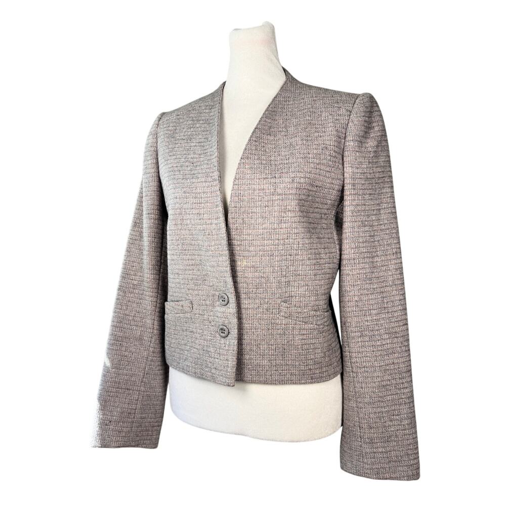 Vintage ‘80s West Coast Connection Grayish Lilac Wool Blend Collarless Blazer